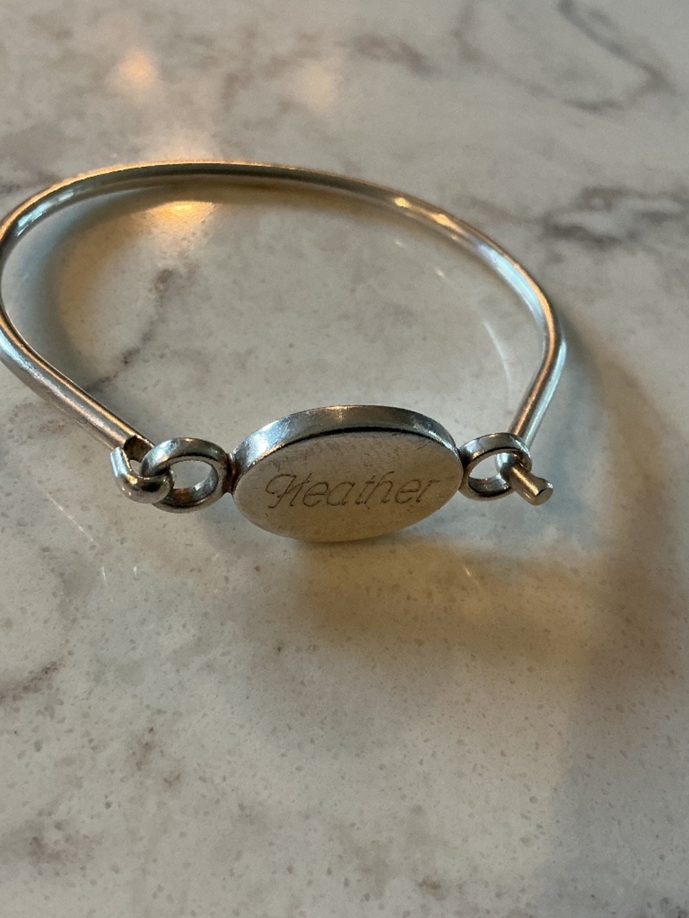 Monogram Sterling Silver Latch Bangle Bracelet